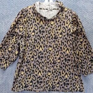 Cato Womens Leopard Print Hoodie Top Gold Black Animal Print Size Large Stretchy